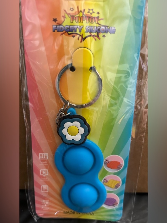 Other - Blue Silicone Fidget Keychain with Daisy Charm